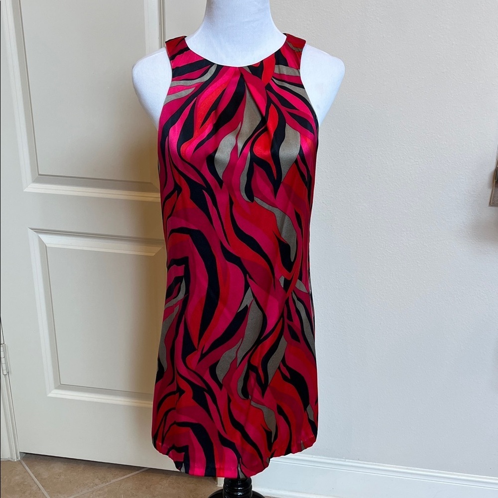 Trina Turk Vibrant Red and Black Mini Dress